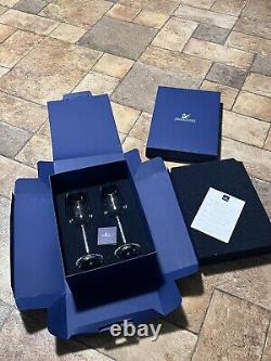 Gorgeous Pair SWAROVSKI CRYSTALLINE 8 1/3'' White WINE GLASSES orig box &wrapper