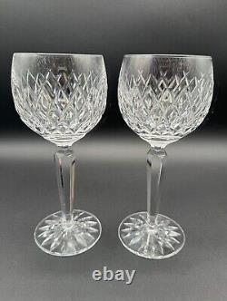 Gorgeous Pair of WATERFORD CRYSTAL Boyne (Cut Foot) Hock Wine Glasses, MINT