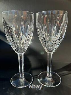 Gorgeous Pair of WATERFORD CRYSTAL Carina Water Goblet / Red Wine Glasses MINT