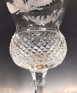 Gorgeous! Set of 6 Edinburgh Crystal Thistle Etched Wine Goblets 5 1/8H