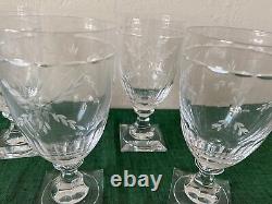 Gorham Crystal CHANTILLY Floral Set of 4 x Large All Purpose / Wine Glasses