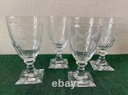 Gorham Crystal CHANTILLY Floral Set of 4 x Wine Glasses