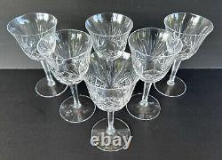 Gorham Crystal Cherrywood Wine Glasses 5 5/8 Set of 6 Fan Cut Crystal