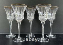 Gorham Crystal Triumph Water Goblets Wine Glasses 8 3/4 Gold Rim Set of 5