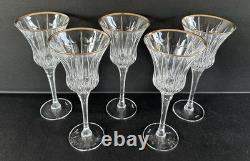 Gorham Crystal Triumph Water Goblets Wine Glasses 8 3/4 Gold Rim Set of 5