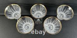 Gorham Crystal Triumph Water Goblets Wine Glasses 8 3/4 Gold Rim Set of 5