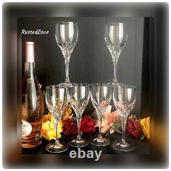 Gorham Diamond Crystal Wine Glasses pulled base 7 5/8 tall Blown glass 6