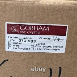 Gorham Jolie Crystal Wine Glasses Set of 6 West Germany Etched Unused withBox