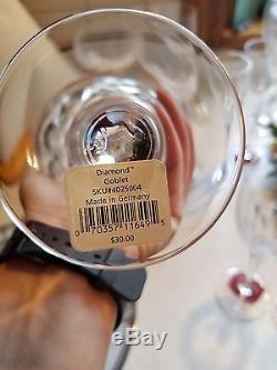 Gorham diamond crystal glasses. 6 each of flute, wine and goblet all brand new