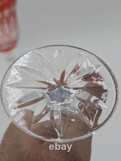 Gourgeous Set Of 6 Colorful Cut to Clear Crystal 8 3/4 Tall Hock Wine Glasses