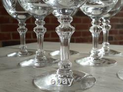 Great ANTIQUE Vtg Set of 9 TIFFIN CUT Crystal MADIERA Pattern WINE GLASSES Glass