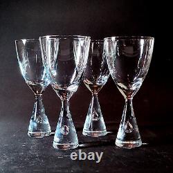 HOLMEGAARD PRINCESS CLARET WINE GLASSES, Cut Lead Crystal, 6 1/2, DENMARK, 4PCS