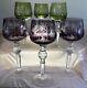 HORTENSJA / HORTENSIA 6 PC. Cut To Clear Crystal Wine Glasses Purple Green