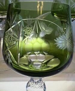 HORTENSJA / HORTENSIA 6 PC. Cut To Clear Crystal Wine Glasses Purple Green