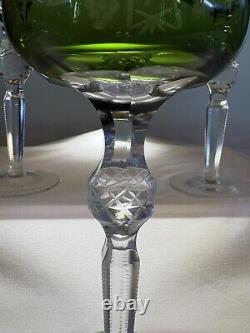 HORTENSJA / HORTENSIA 6 PC. Cut To Clear Crystal Wine Glasses Purple Green