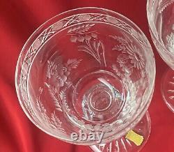 HTF Pair (2) Meissen Bleikristall Meissener Hand ETCHED Crystal WINE GLASSES