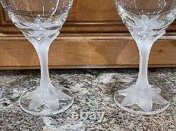 HTF Villeroy And Boch Crystal TULIPE Frosted Flower Stem Wine Glasses Set Of 8