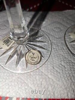 Hadria By Ajka Wine Glass Set Of 2 Black Criss Cross Cut Lead Crystal Brand New