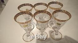 Handmade gold moser style wine glasses x 6 Murano crystal made in italy