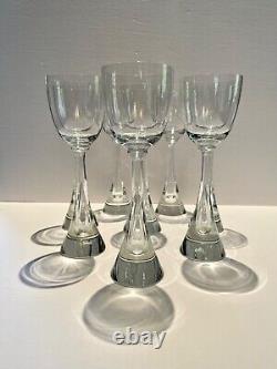 Harrachov Irice FLIGHT Wine/Water Glasses Tall 1960's Bubble Stem Set of 8