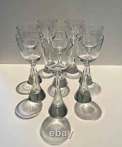 Harrachov Irice FLIGHT Wine/Water Glasses Tall 1960's Bubble Stem Set of 8