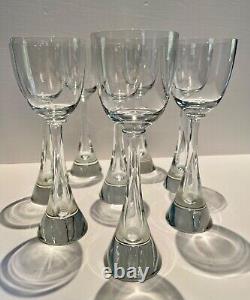 Harrachov Irice FLIGHT Wine/Water Glasses Tall 1960's Bubble Stem Set of 8