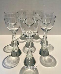 Harrachov Irice FLIGHT Wine/Water Glasses Tall 1960's Bubble Stem Set of 8