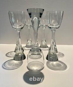 Harrachov Irice FLIGHT Wine/Water Glasses Tall 1960's Bubble Stem Set of 8
