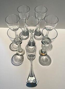 Harrachov Irice FLIGHT Wine/Water Glasses Tall 1960's Bubble Stem Set of 8