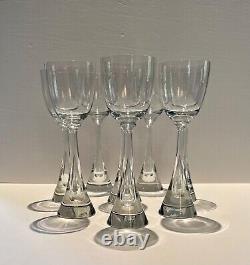 Harrachov Irice FLIGHT Wine/Water Glasses Tall 1960's Bubble Stem Set of 8