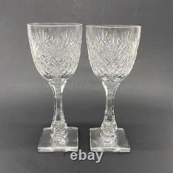 Hawkes Crystal Cut Glass Strawberry Diamond Fan Wine Goblet Square Base Set Of 6