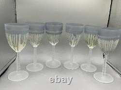 Hebron Art Glass Crystal Wine Goblets Holy Land Phoenician Set of 11 Ribbed Stem
