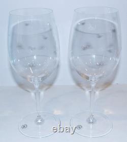 Htf Pair Of Tiffany & Co Crystal Audubon Jardin 9 1/4 Wine Glasses In Box