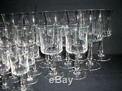 Huge Lot of 28 Noritake Rondo Crystal Water-Wine-Cordial Glasses Goblets