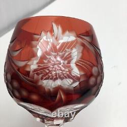 Hutschenreuther Red Cut to Clear Crystal 8 Hock Wine Glasses Set of 6