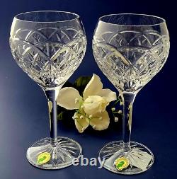 IRISH CRYSTAL WATERFORD WINE GOBLETS Impressive Pair New Waterford Boxed