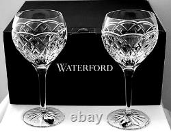 IRISH CRYSTAL WATERFORD WINE GOBLETS Impressive Pair New Waterford Boxed