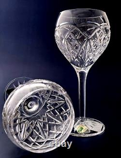 IRISH CRYSTAL WATERFORD WINE GOBLETS Impressive Pair New Waterford Boxed