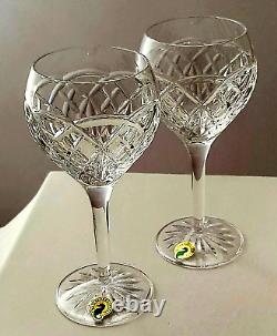 IRISH CRYSTAL WATERFORD WINE GOBLETS Impressive Pair New Waterford Boxed