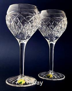 IRISH CRYSTAL WATERFORD WINE GOBLETS Impressive Pair New Waterford Boxed