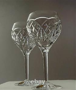 IRISH CRYSTAL WATERFORD WINE GOBLETS Impressive Pair New Waterford Boxed