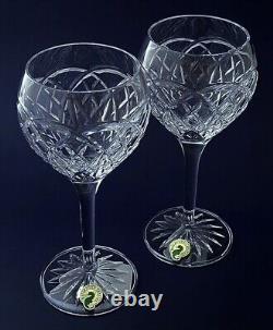 IRISH CRYSTAL WATERFORD WINE GOBLETS Impressive Pair New Waterford Boxed