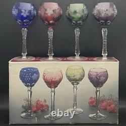 Imperlux Cut to Clear Wine Glasses/Goblets 4pc Set NOS NIB c1960s Yugoslavia 8t