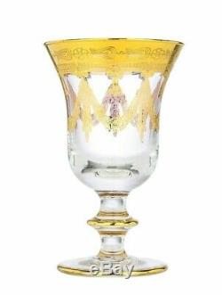 Interglass Italy Crystal Glass 24K Gold Clear Italian Wine Water Goblets