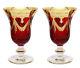 Interglass Italy Set of 2 Crystal Red Wine Goblets, 24K Gold-Plated Glasses