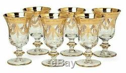 Interglass Italy Set of 6 Crystal Wine Glasses, 24kt Luxury Hand Made Goblets
