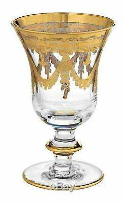 Interglass Italy Set of 6 Crystal Wine Glasses, 24kt Luxury Hand Made Goblets