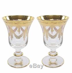 Interglass Italy Wine 2-pc Luxury Crystal Glasses, Vintage Design, 24K Gold