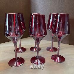 Iridescent Ruby Red Estelle Wine Stemware Set Of 6 Gorgeous