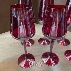 Iridescent Ruby Red Estelle Wine Stemware Set Of 6 Gorgeous